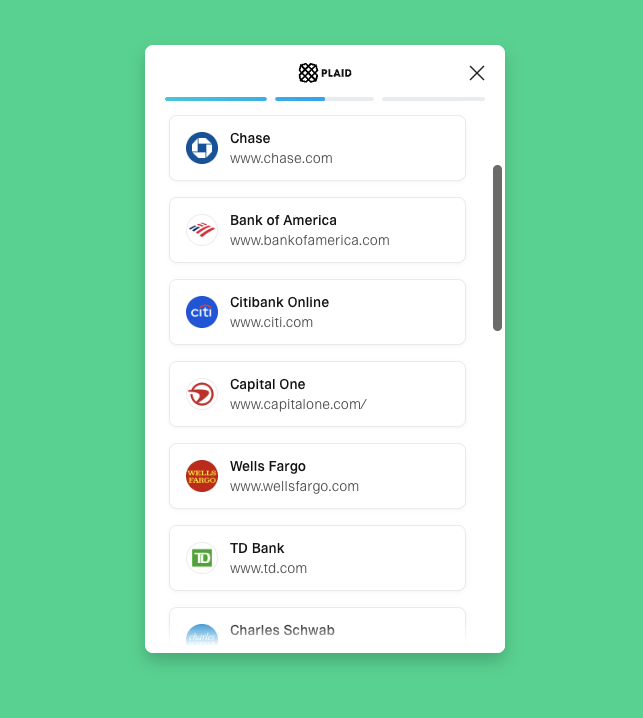 Select Desjardins Bank - Business (US) or another supported bank